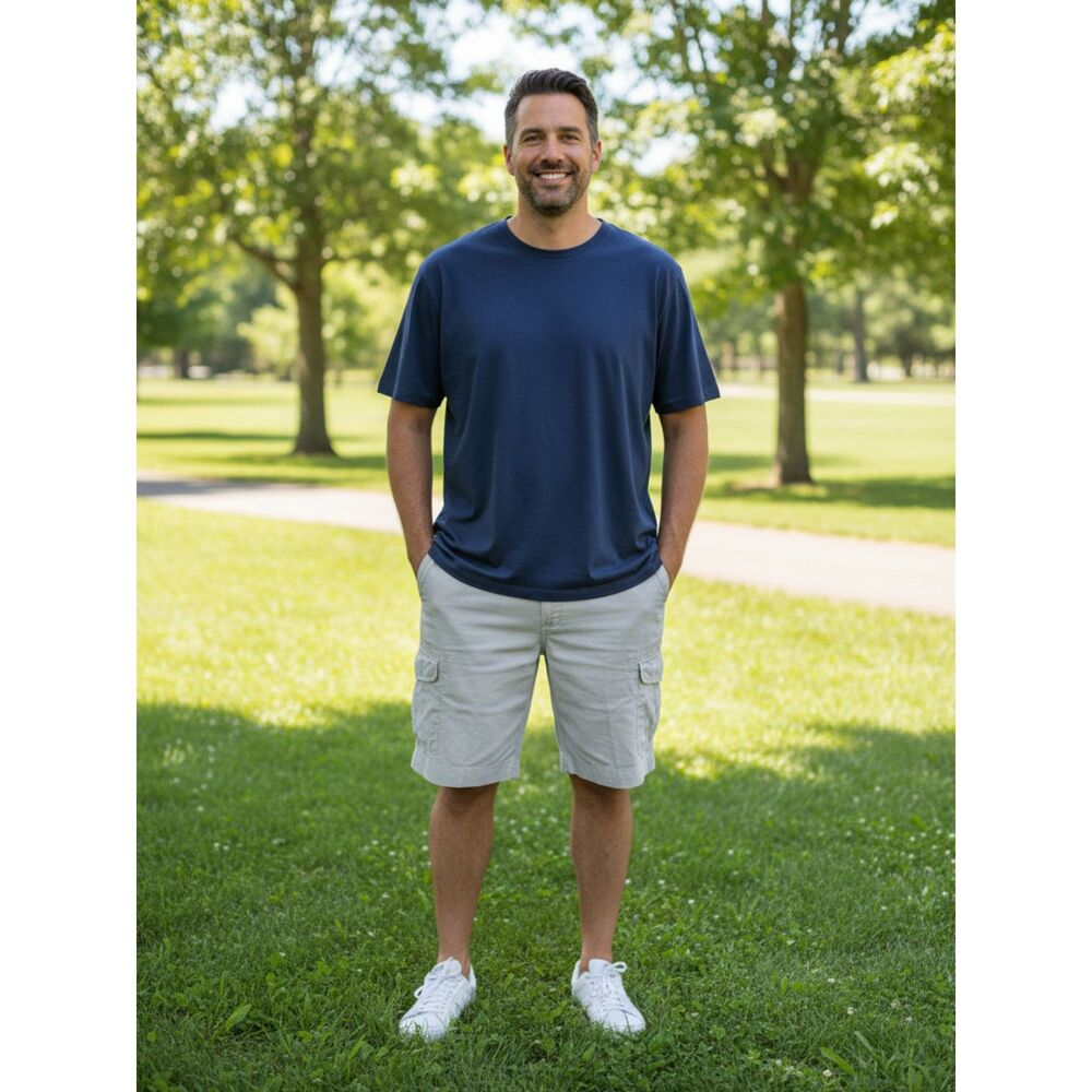 Caribbean Light Gray Linen Cargo Shorts - Size 42